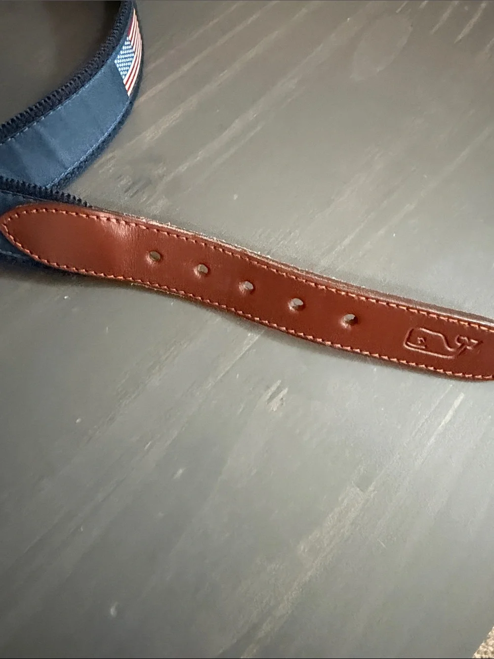 Vineyard Vines Kids Navy American Flag Belt with Leather Trim size 28